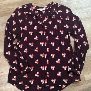 Boden Burgundy Floral Blouse